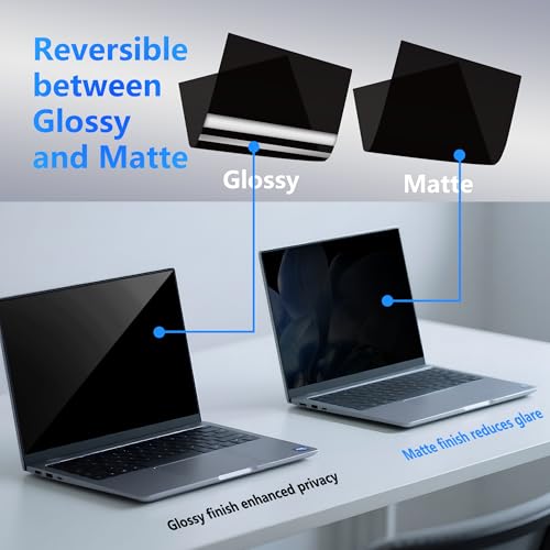 Image of 4-Way Laptop Privacy Screen Shield 16 Inch 16:10 Aspect, Removable 360 Privacy Filter Screen Protector for 16 Inch Laptop Computer, Anti Glare Blue Light Slide Mount Tabs Cover