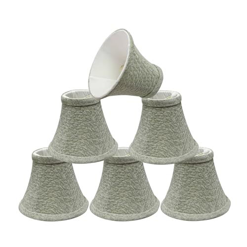 Image of Aspen Creative 30054-6, Bell Clip-On Chandelier Lamp Shade, Light Grey, 3 inch Top x 6 inch Bottom x 5 inch Slant Height, Set of 6
