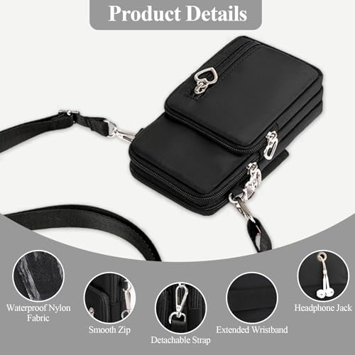 Image of WITERY Waterproof Nylon Cute Crossbody Cell Phone Purse Smartphone Wallet Bag for Women