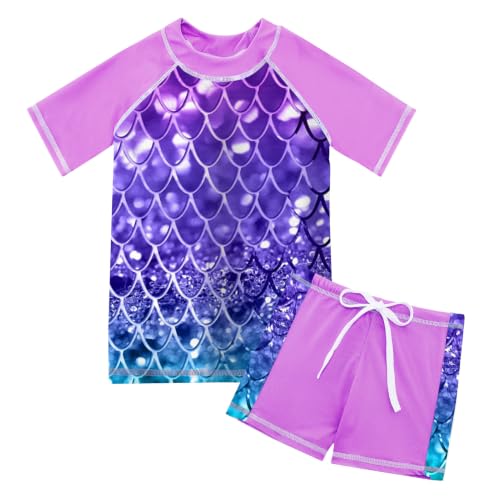 Image of Lovekider Girls Swimsuits 2 Piece Rash Guard Liner Bathing Suit Shorts Set