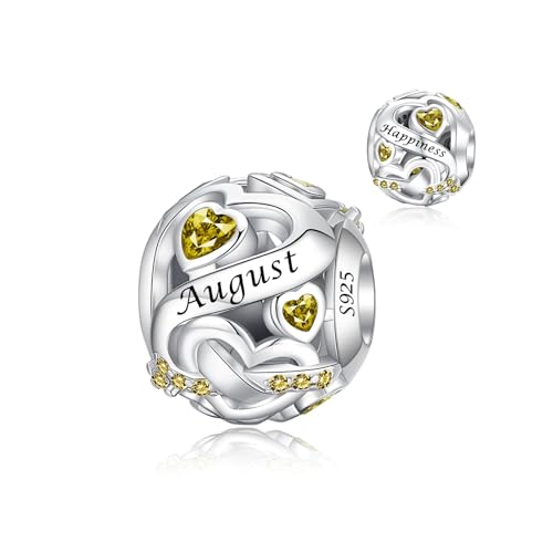 Image of Birthstone Charm 925 Sterling Silver Charms fits Bracelets and Necklace Pendant Bead Happy Birthday Charms Jewelry Present for Women Family Friends