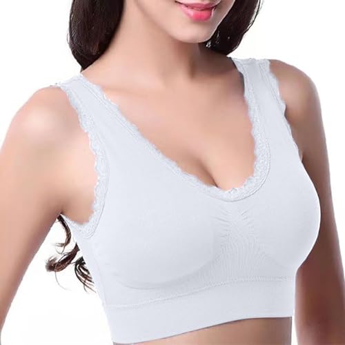 Sujetador Bandeau para después de la lumpectomía, talla extragrande, sin tirantes, pechos pequeños, sin tirantes, para dormir, con bolsillo invisible para teléfono, color blanco, blanco, M