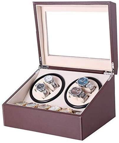 Expositor Automático para 4+6 Relojes, con Almacenamiento De Cuero, Pintura De Piano, Negro Brillante, De Lujo, con Motor Silencioso Y Rotación De Relojes.