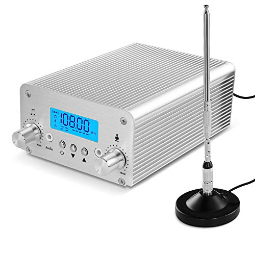 FM Transmitter for Church, APROTII 15W FM Broadcast Transmitter Long Range 1000m, Bluetooth MP3 Broadcast Radio Station 87~108MHz, FM Transmitter for Parking Lot Service, Outdoor Drive-in Movie