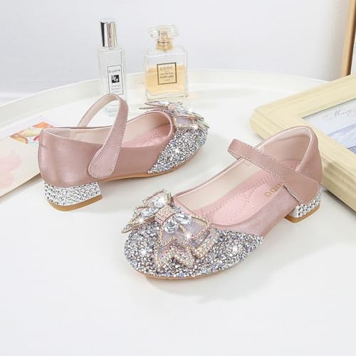 Girls Dress Shoes Mary Jane Wedding Party Glitter Low Heel Bow Princess Flower Shoe for Toddler/Little Kid3