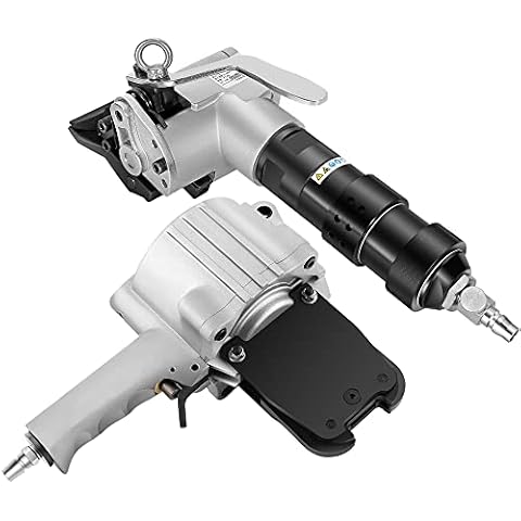 BAOSHISHAN Pneumatic Steel Strapping Machine Metal Strapping Tool Tensioner and Cutter Sealer Heavy Duty Baler for 1 1/4" Width Strapping High Tensile Portable Packaging Machine (1.25 inch) Cover