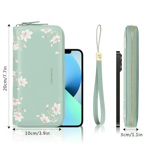 Image of Pomelo Best Wristlet Women Wallet Floral RFID Clutch Purse | Vegan Leather, Multi Credit Card, Large Capacity Zip Around Long Travel Wallets with Coin and Phone Pocket for Ladies