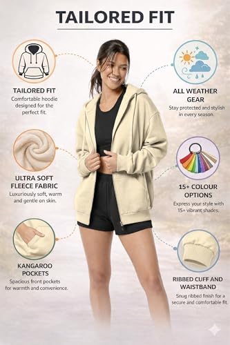 Image of FUNKY MONKEY - Women's Cute Hoodies Teen Girl Winter Jacket Sweatshirts Casual Drawstring Clothes Zip Up Hoodie with Pocket