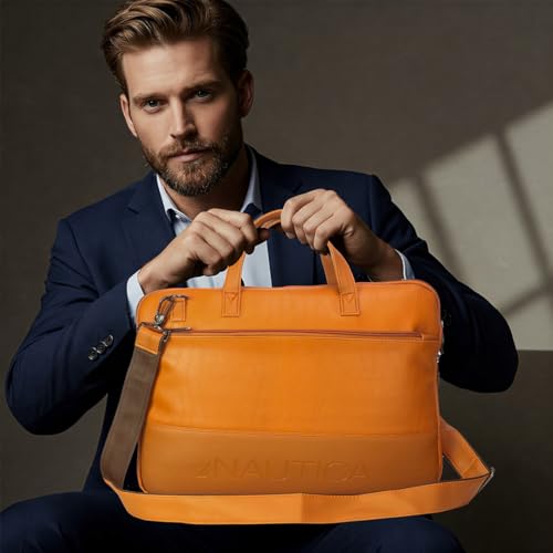 Image of Nautica Padded Laptop Sleeve Stylish Leatherette Bag | Waterproof Protective Cover with Handle & Detachable Sling Strap | Compact and Comfortable for Travelling | Suitable up to 15.6 Inch Laptop
