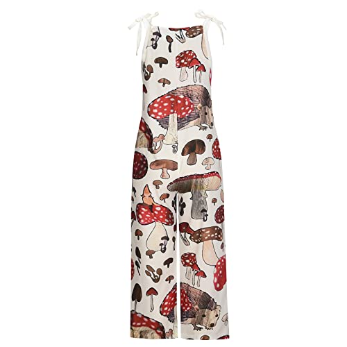 Plus Size Jumpsuits For Women,Cartoon Print Cotton Linen Jumpsuits Loose & Comfy One Piece Rompers Summer Sexy Overalls Long Pants Dressy Casual Y2K Clothing Red Xl #TOP4