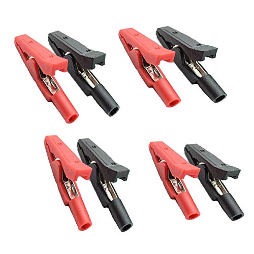 Image of 10Pcs 2mm Insulated Mini Test Alligator Clip With 2mm Female Banana Jack Red Black Insulated Safety Multimeter Test Leads Alligator Clips Plug Connectors