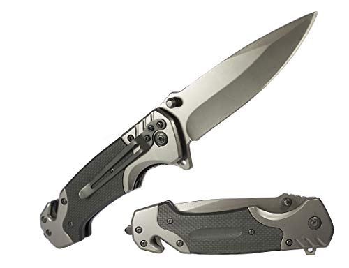 MADERA Rescue Pocket Knife - 440c Steel - Tactical Folding Design - Survival - EDC - Emergency - Glass Breaker - Seatbelt Cutter - Belt Clip - Great for Camping