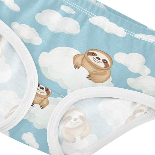 Wusikd Cute Sloth Girls' Underwear Cotton Clouds Girls Briefs Soft Toddler Underwear 2T4