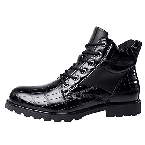 oiangi Vintage Imitation Leather Men's Boots Leather Shoes 2022 Fashion Men's Middle Top Boots Men