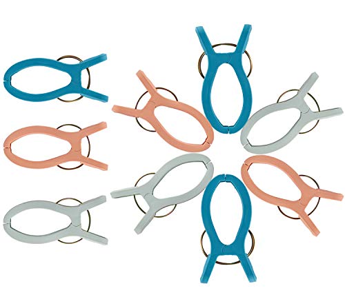 Foshine 9 Pack Beach Towel Clips For Beach Chairs 3 Colors Jumbo Size Towel Clamps Lounge Pool Chairs Plastic Clothes Pegs Hanging Clip Clamps Large For Cruise Vacation (9 Pack-3 Color) #TOP1
