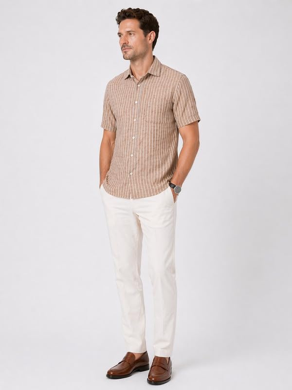 Image of MARK & ALBERT Half Sleeves Regular Fit Formal Shirt for Men Grey