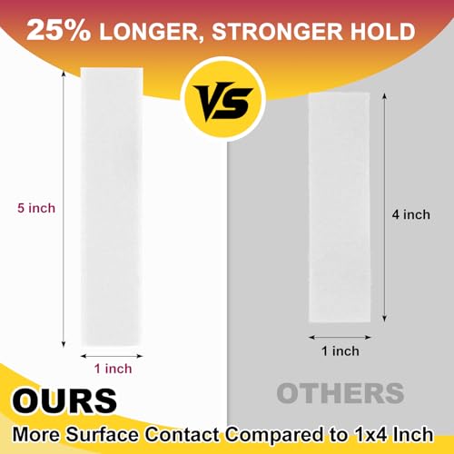 Image of Hook and Loop Strips with Adhesive 1x5IN 20Pairs /40Strips, White Strong Sticky Back Fastener, Heavy Duty Double-Sided Adhesive Hanging Strips for Home Office School