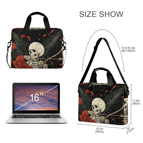Maletín para portátil con diseño calavera y rosa, 13-15.6 pulgadas miniatura 4