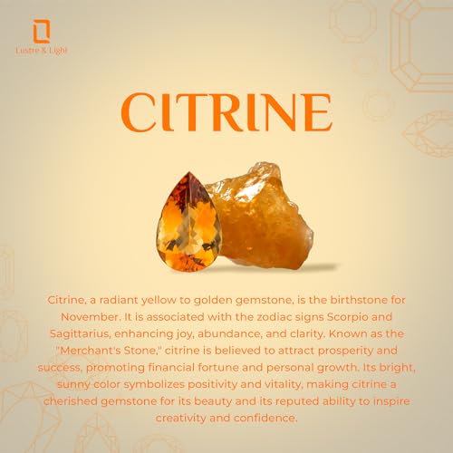 Natural Rough Citrine Bolo Bracelet for Women in Sterling Silver, November Birthstone Jewelry Gifts for Her Birthday, Anniversary, Graduation, Christmas (Beads, Box-Chain)3