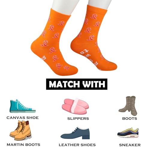 LEVLO 1 Pair Multiple Sclerosis Inspired Gift I Wear Orange for Someone Socks Awareness Orange Ribbon MS Awareness Gift4