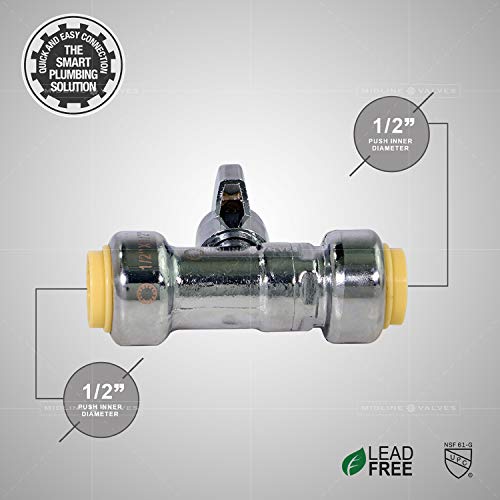 Pushlock UPSSP1212 1/4 Turn Straight Stop for Push-Fit Valve, 1/2 x 1/2 Inch,
