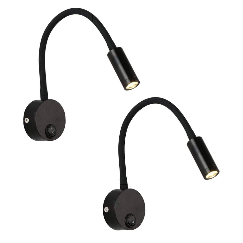 ULTECHNOVO Lámpara De Pared Led Flexible Para Lectura Con Cuello De Cisne Luz Led Para Cabecero De Cama Diseño Vintage Industrial Para Dormitorio Sala De Estar 15.74X2.44X1.10 Pulgadas