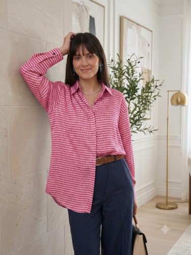 Image of OOMPH! Women's Printed Shirt | Full Sleeves | Collared Neck | Curved Hem | Casual Shirt for Women