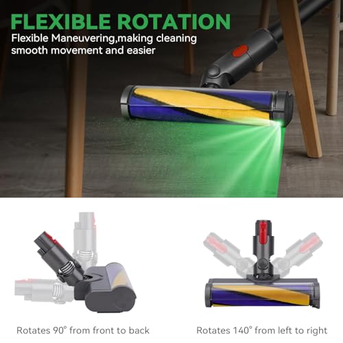 JNYLYFC Softwalze Bodendüse Kompatibel mit Dyson V7 V8 V10 V11 V15 Staubsauger | Ersatzbürste mit LED | Staubanzeige-Funktion | Zubehör für Quick Release-Turbobürste für Hartboden