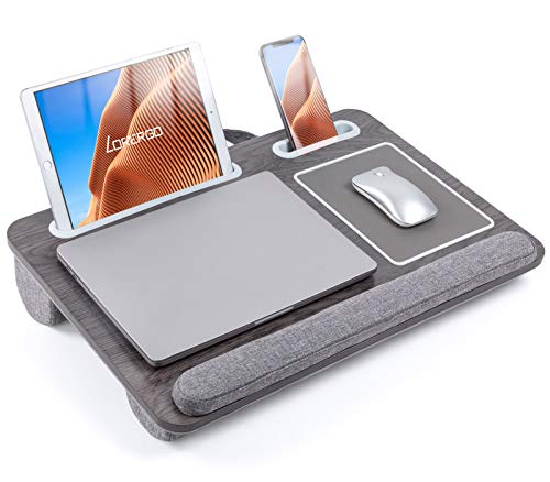 LORYERGO Laptop Lap Desk - Lap Desk Fits Up to 17" Laptops, Lap Desk for Bed w/ Wrist Rest & Mouse Pad, Laptop Desk w/ Slot for Phone & Tablet, Writing Desk & Drawing