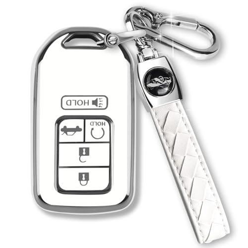 Image of MILD EAST for Honda Key Fob Cover with Keychain 5 Buttons(White)