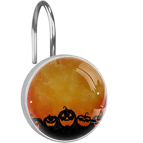 Crochets pour rideau de douche Halloween en acier x12 citrouille - 2