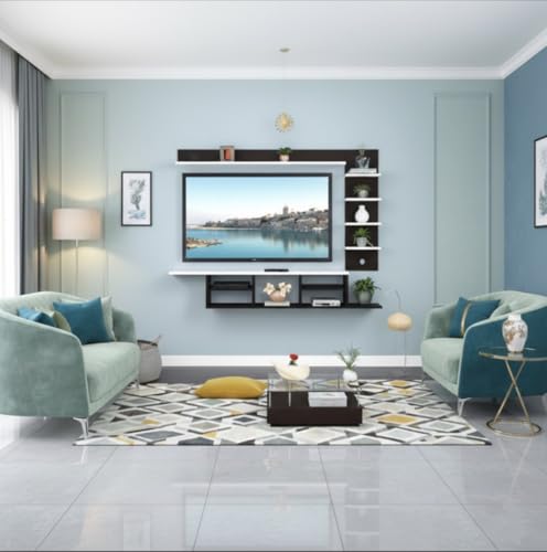 Image of C Style 40 inches Broad Base Tv Cabinet Floating Shelves for Wall Set,Wall Mounted Shelf for Living Room, Bedroom, Outdoor,Gallery,Stairs (Wenge White)
