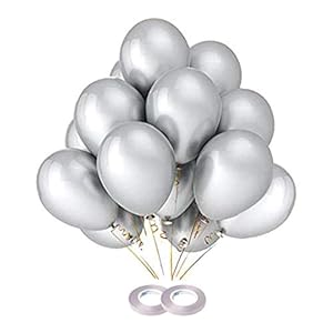 AMFIN 10 Inch Silver Metallic Balloons – (Pack Of 50)