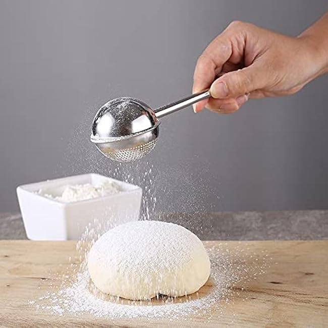 Powdered Sugar Flour, Powdered Sugar Shaker Duster Flour Dispenser Shaker with Spring-operated Handle Stainless Steel One-handed Operation Shaker Duster for Sugar Flour¡¢ Spices And Make Tea