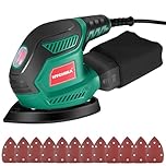HYCHIKA Sander for Wood 200W, Electric Sander with Dust Collector, 12PCS Sandpapers, 14000RPM Compact Electric Detail Sander Ideal for Tight Space Sanding, Furniture Finishing