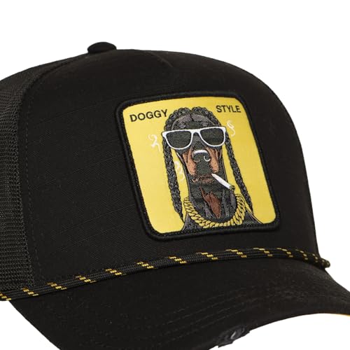 Capslab Czapka męska i damska, czapka Trucker Doggy Style, regulowana przez Snapback, Czarny/Żółty, rozmiar uniwersalny