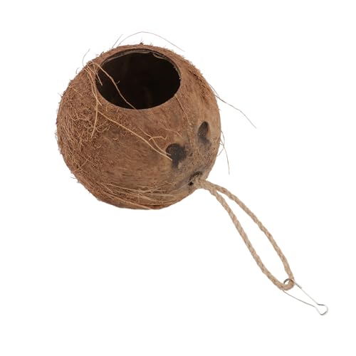 BESTonZON 1Pc Natural Coconut Shell Hiding Cave for Birds and Pets Durable Feeder Nest for Parrots Hamsters and Lizards Stain Resistant and Easy to Use