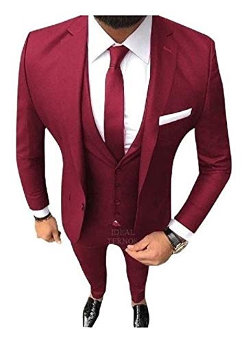 Terno Masculino Oxford Cinza Chumbo 2 botões Slim (Vinho, G7)