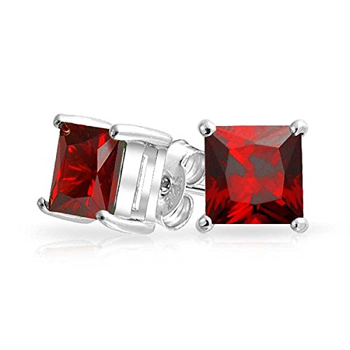Boucles grenat solitaire carré princesse pour vos soirées chic - 2