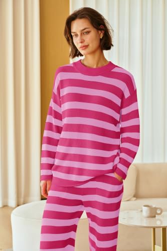 Image of SENSERISE Womens Striped Set Sweater Lounge Sets