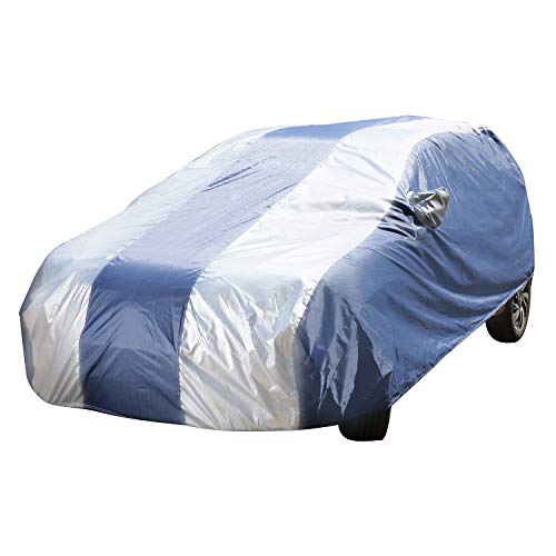 Image of Amazon Brand - Solimo UV Protection & Dustproof Car Cover for Toyota Glanza (Blue & Silver)