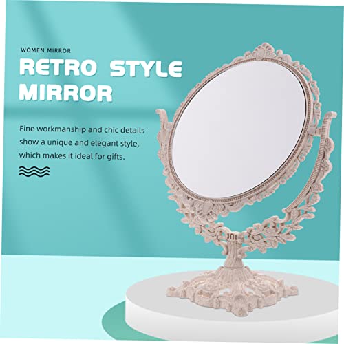 Espejo de maquillaje redondo estilo retro europeo miniatura 5