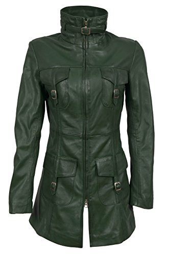 Manteau cuir réel femme Mistress Lavé pour veste gothique durable