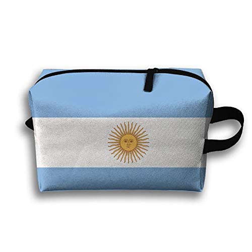 Preisvergleich Produktbild Flagge von Argentinien Tragbare Kulturbeutel Kosmetiktasche Wasserdichter Reißverschluss-Aufbewahrungsbeutel