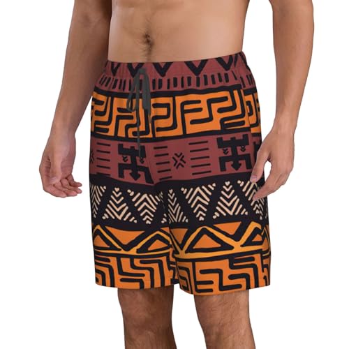 WURTON African Mud Cloth Tribal Print Mens Swim Trunks Compression Liner Swimming Trunks Bathing Suit Quick Dry Shorts2