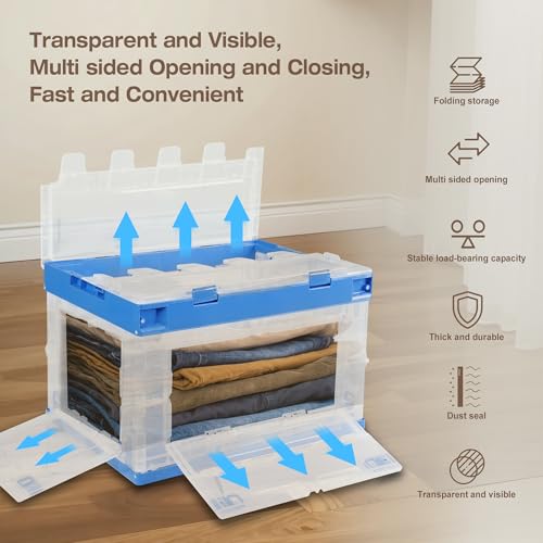Image of Torin ATZJ001B Folding Storage Box: Collapsible Storage Bins with Lids for Clothes and Books Organization, Capacity - 40L
