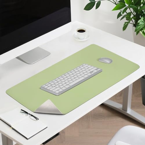 Tapis de bureau en cuir vert 120x43cm pour ordinateur et souris