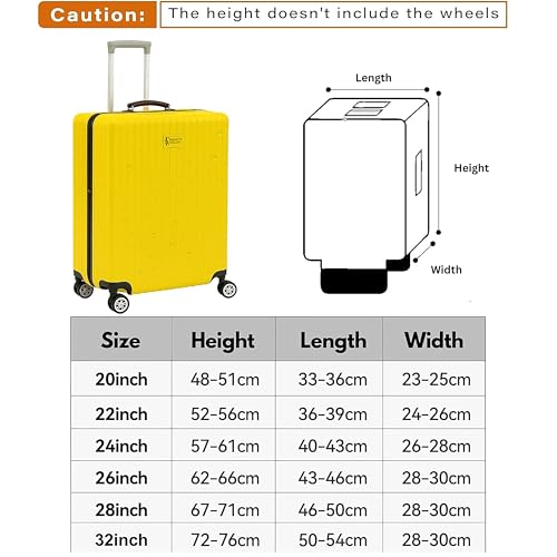 Image of Suitcase Cover 32 Inch Trolley Bag Cover Transparent PVC Suitcase Bag Cover with Zipper Dustproof Waterproof & Cabin Bag Anti-Scratch Luggage Cover for Travel Accessories, (Black, Pack of 1, 32 Inch)