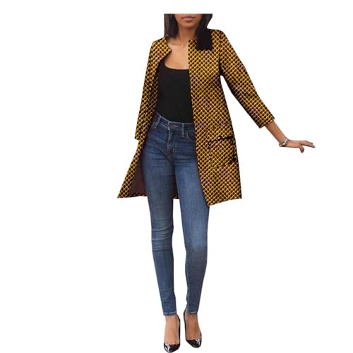 African Women's Coats Ankara Print Long Sleeve Jacket Top Dashiki Casual Trench Coat Outwear