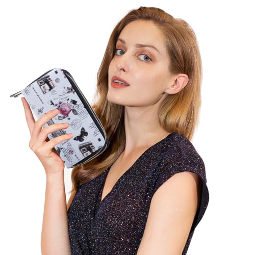 Image of XEYOU Double Zipper Long Clutch Wallet Cellphone Wallet for Women with Removable Wristlet Strap for Credit Card, Cash, Coin, Bill